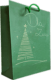 Torebka świąteczna formatu A4 z choinką i imieniem w kolorze zielonym. Ręcznie wykonane rysunki.