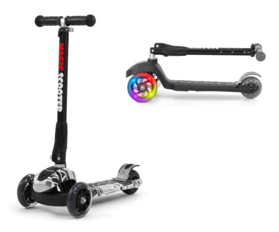 Składana hulajnoga ze świecącymi kółkami