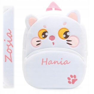 Plüschrucksack für Vorschulkind Katze Weiß