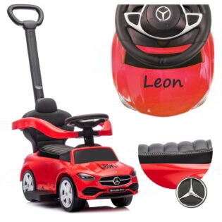 Rutschauto MERCEDES rot C-Klasse 3in1 + Gummiräder + Kunstleder