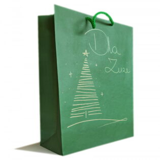 Papier-Geschenktasche mit Weihnachtsbaum A4 Grün