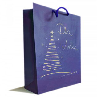 Papier-Geschenktasche mit Weihnachtsbaum A4 Blau