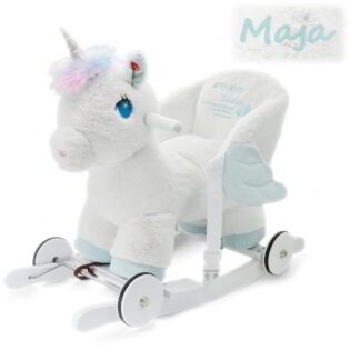 Schaukelpferd mit Rückenlehne - Weißes Einhorn