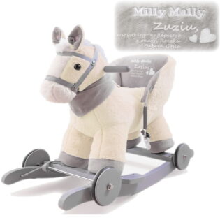 Schaukelpferd mit Rückenlehne - creme