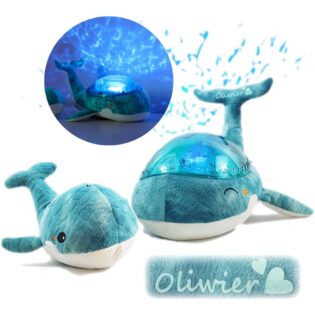 Lampen-Projektor für Kinder mit Rauschen Cloud b - Wale Hellblau