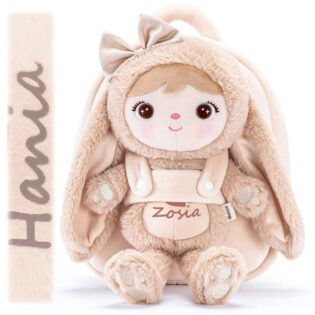 Rucksack mit Puppe Metoo - Flauschiges Häschen Beige